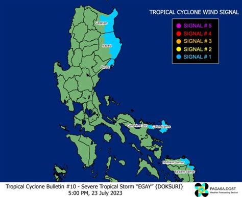 signal number today|Pagasa: Egay further intensifies; Signal No. 1 in parts of 7 provinces.